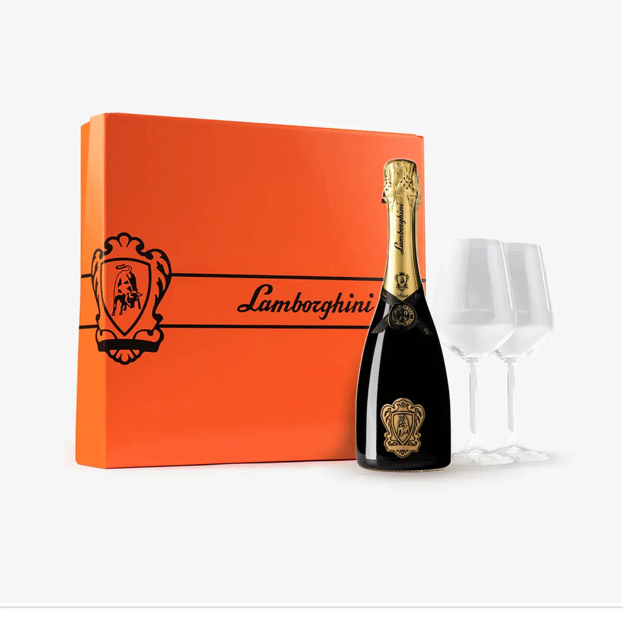 Coffret Lamborghini Legend Bio 75cl + 2 verres